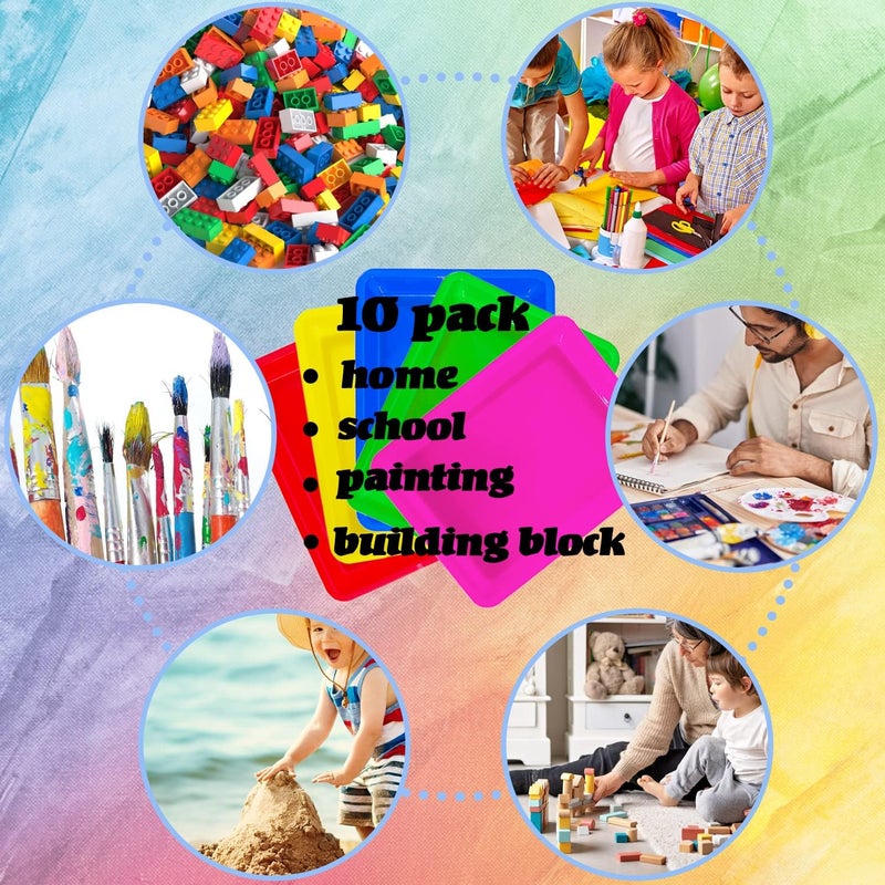Eerrhhaq 10 Pack Activity Plastic Art Trays,14 * 10 Inch Art Trays for Arts and Crafts,Multicolor Plastic Art Trays for DIY Projects,Beads,Painting,Jewelry - Image 5